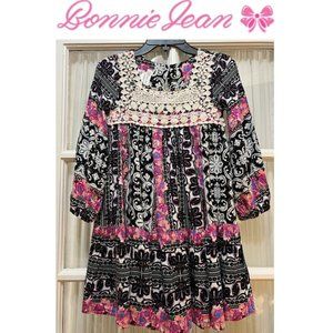 Bonnie Jean peasant/boho dress with crochet bodice front; girls' size 6X